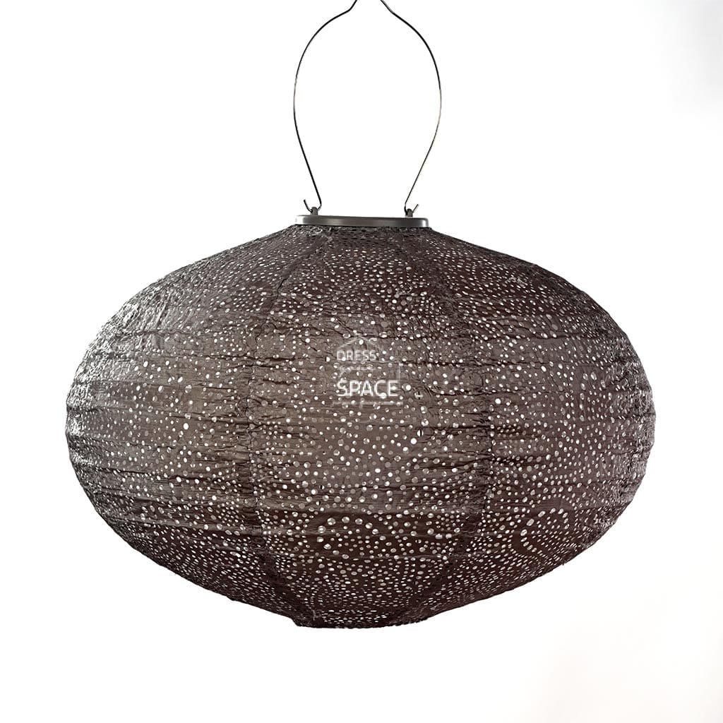 Solar Lantern Oval 40cm Taupe