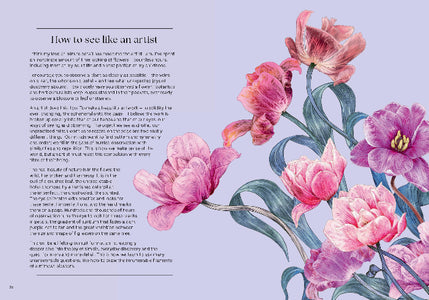 Floral illustration with text on a light purple background