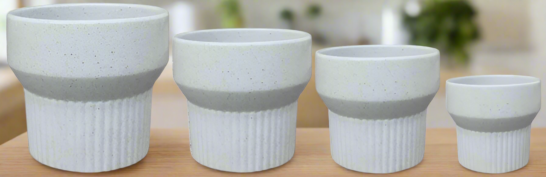 set 4 botany pots ecru white