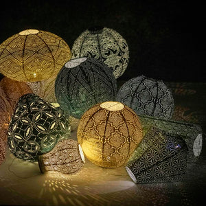 Solar Lantern Round 20cm Light Taupe