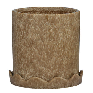 Brown textured pot on a white background