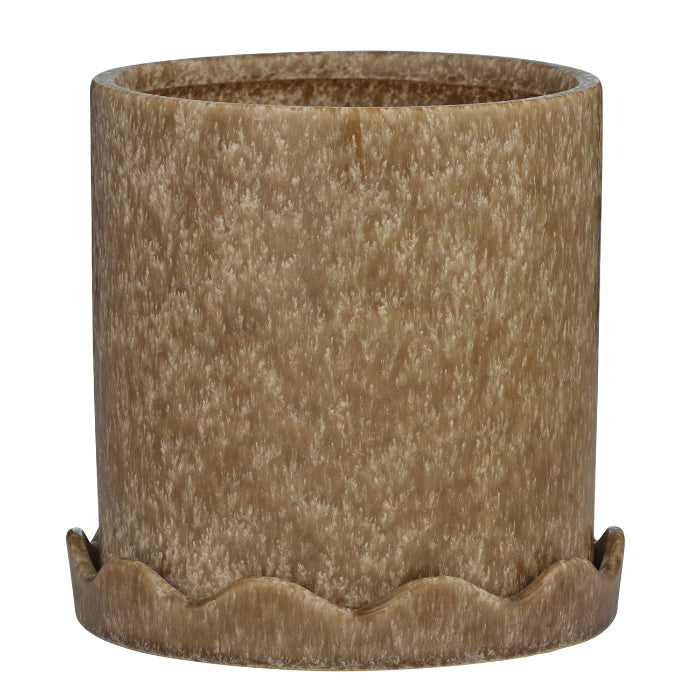 Brown textured pot on a white background