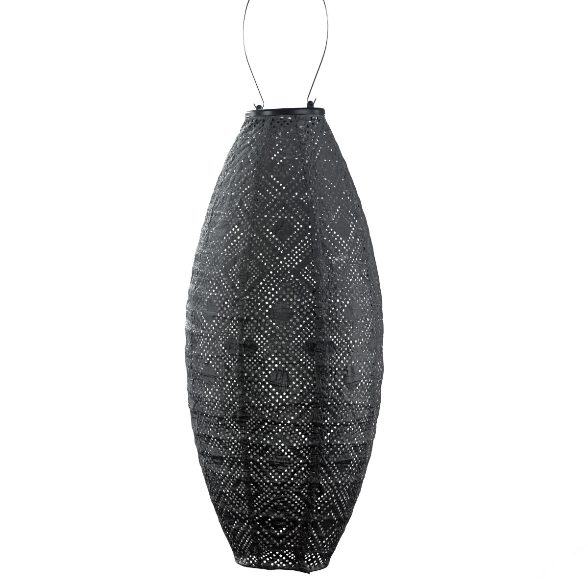 Solar Lantern Long Oval 20cm Grey