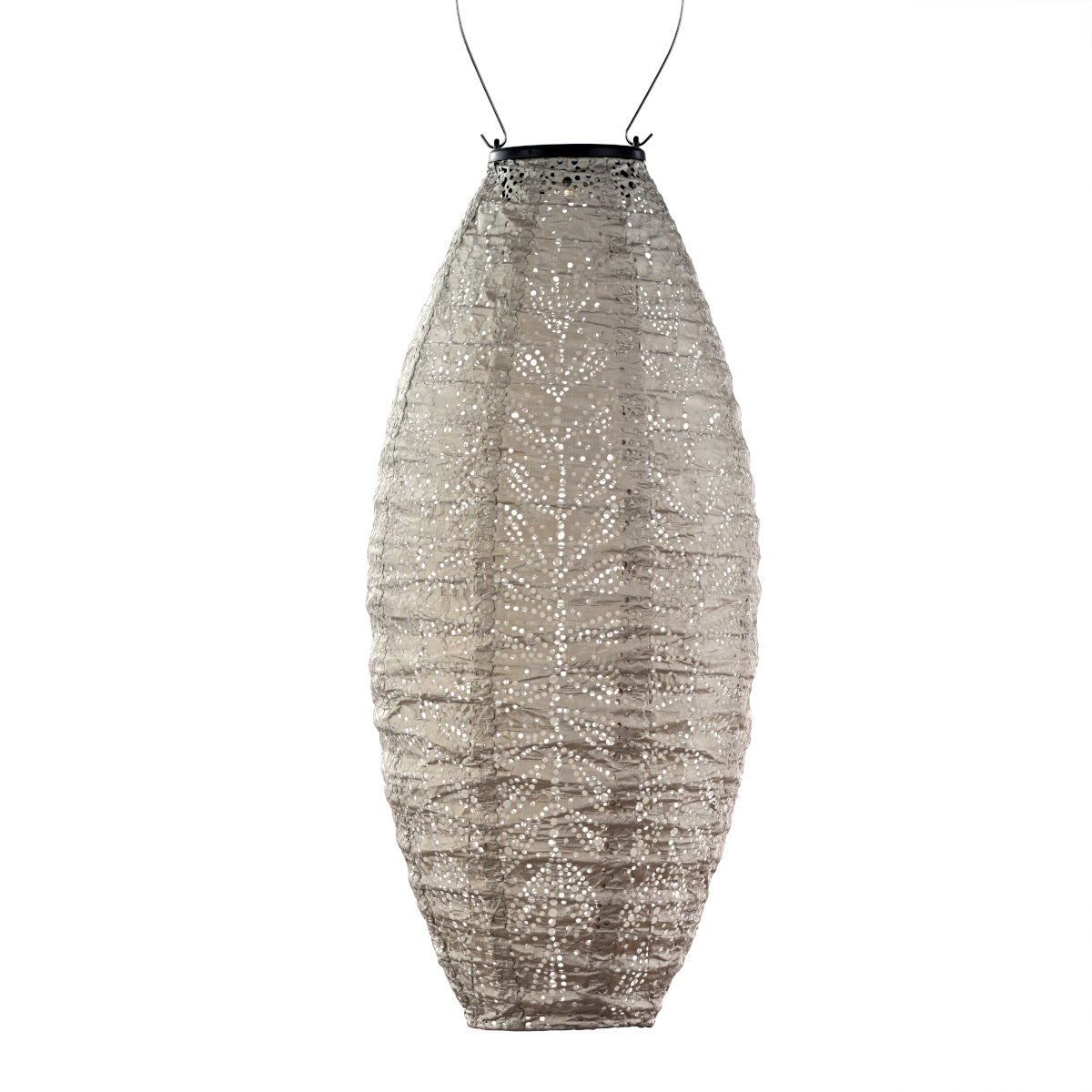 Solar Lantern Long Oval 20cm Light Taupe