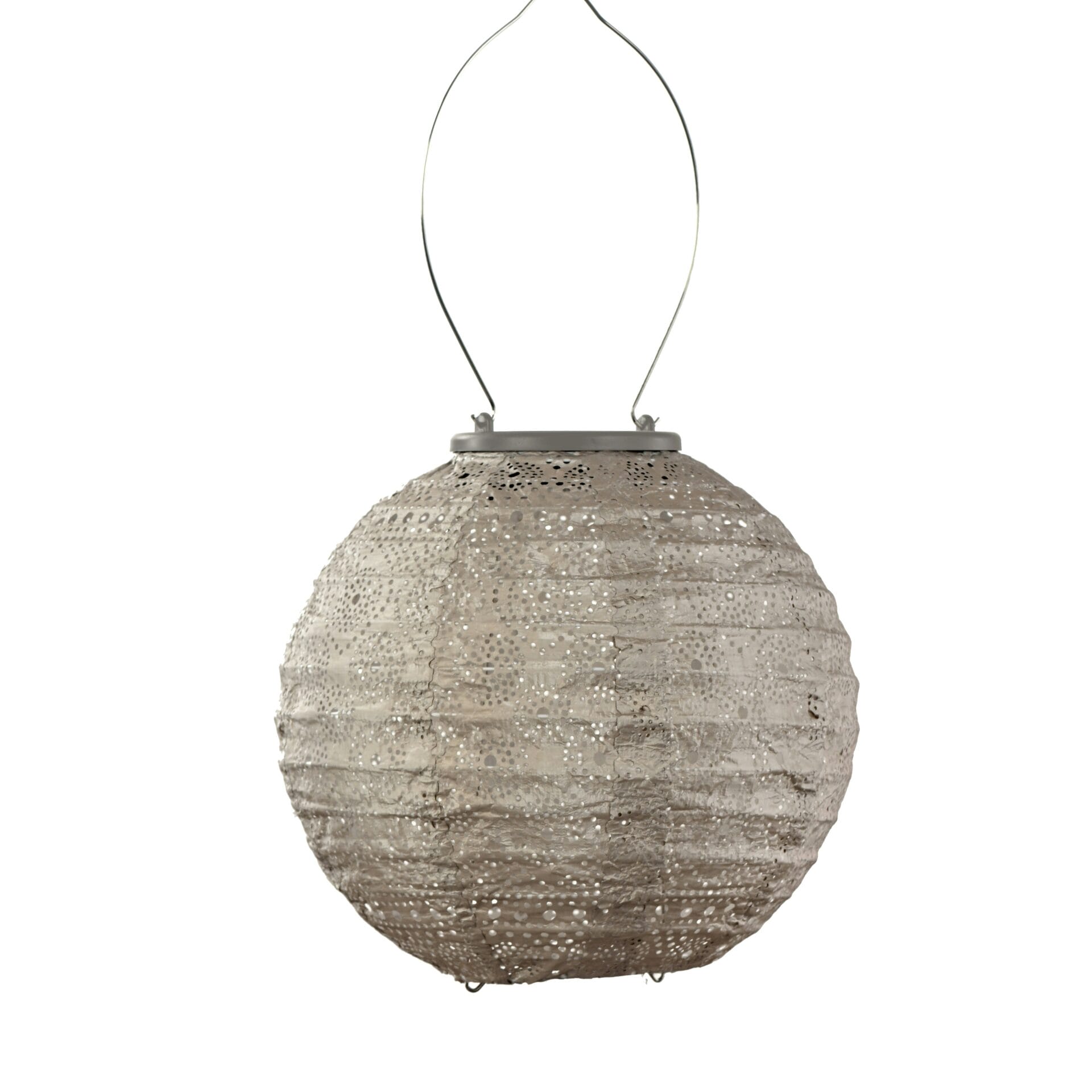 Solar Lantern Round 20cm Light Taupe
