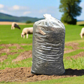 Bag of soil or compost on a black background