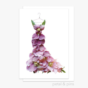 PETAL&PIN Pink Hellebore Dress Greeting Card