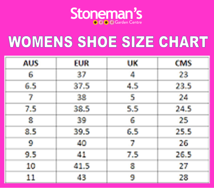womens shoe chart