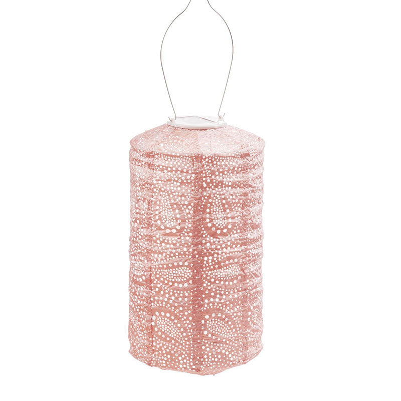 Solar Lantern Cylinder 18cm Pink