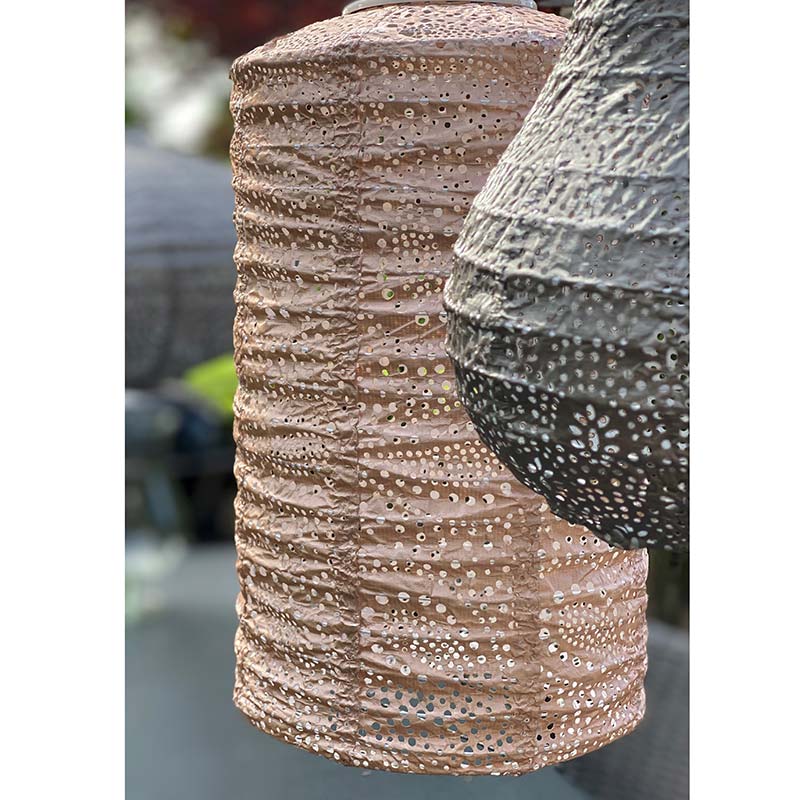 Solar Lantern Cylinder 18cm Pink
