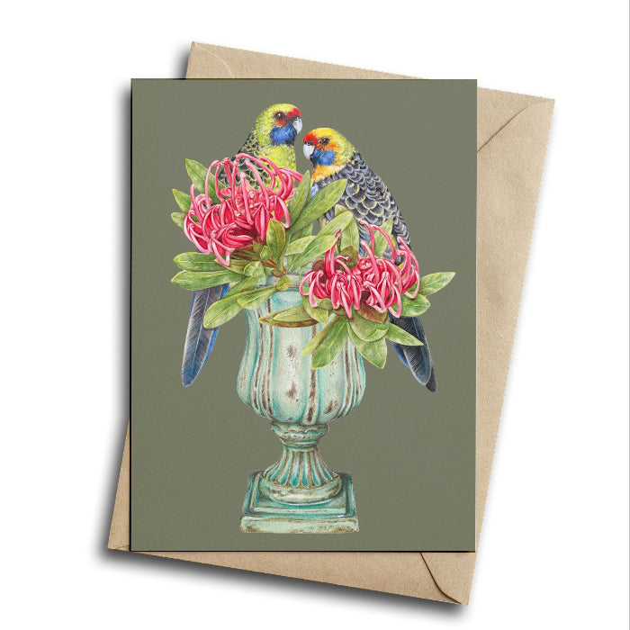 birds and flowers on vase