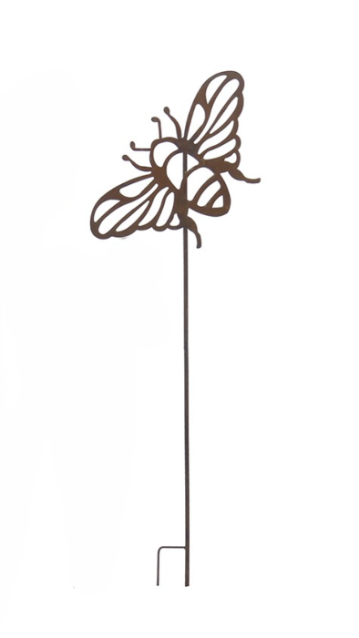 Butterfly-shaped garden stake on a white background