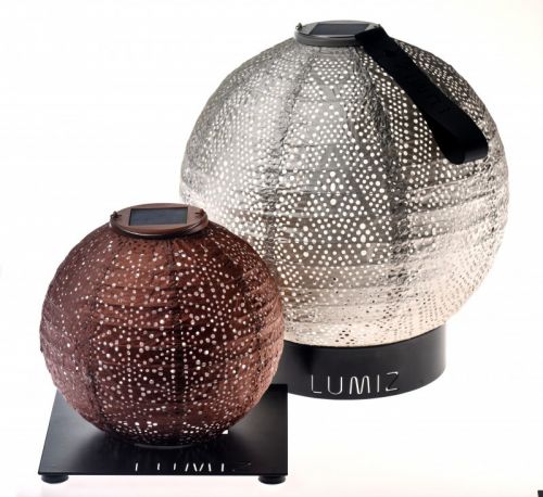 Solar Lantern Round 30cm Silver
