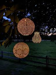 Solar Lantern Round 20cm Copper