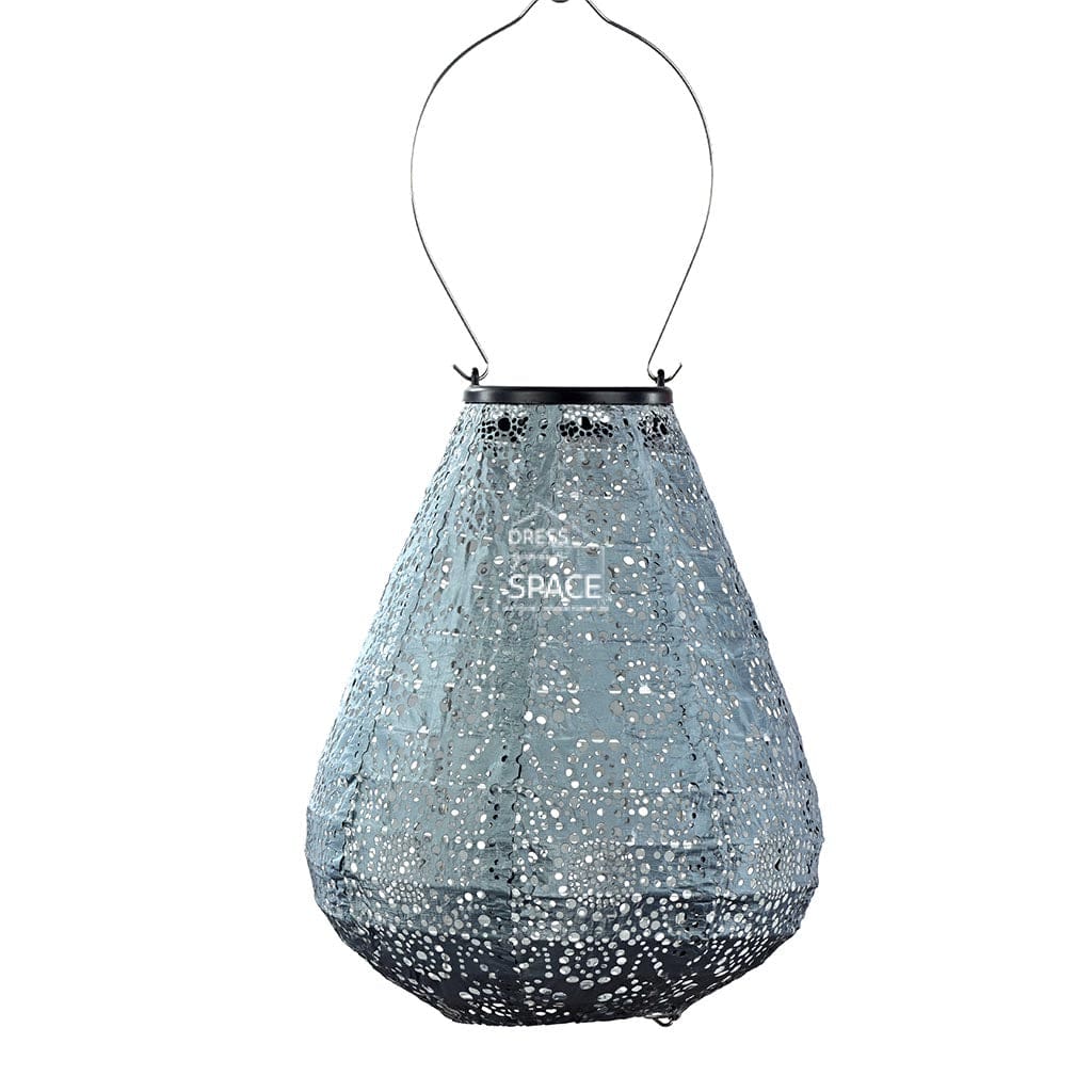 Solar Lantern Tulip 20cm Grey Blue