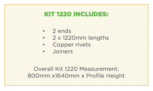 product kit with the included components and measurements.
