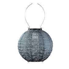 Solar Lantern Round 20cm Grey Blue