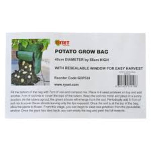 Potato grow bag packaging with text and branding
