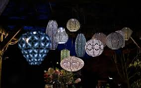 Solar Lantern Oval 40cm Grey Blue