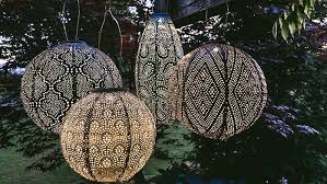 Solar Lantern Round 20cm Grey Blue