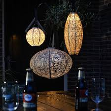Solar Lantern Oval 40cm Taupe