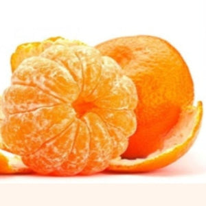 Peeled mandarin orange with segments on a white background