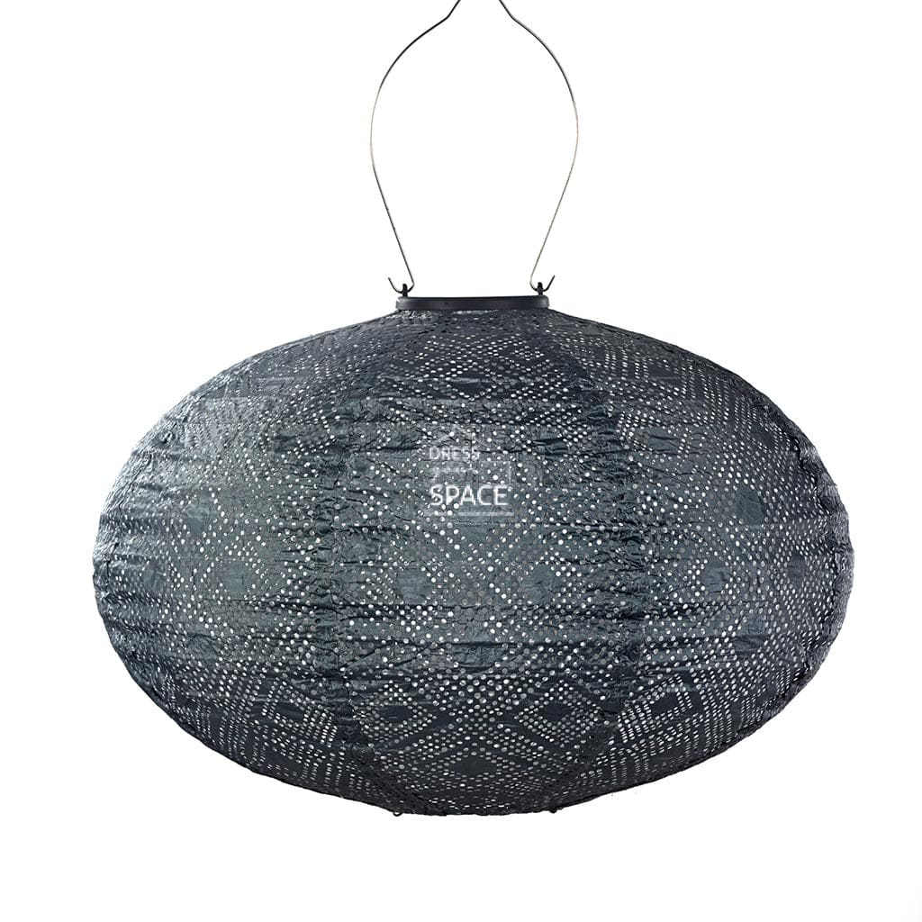 Solar Lantern Oval 40cm Grey Blue