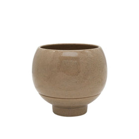 Brown ceramic pot on a white background