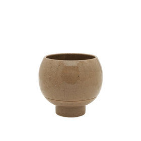 Brown ceramic cup on a white background
