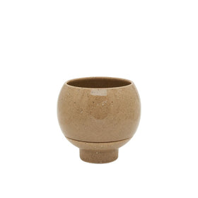 Brown ceramic cup on a white background