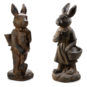 mr and mrs rabbit statues