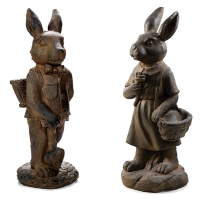 mr and mrs rabbit statues