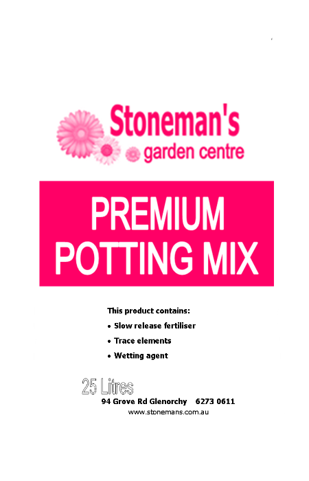 Stoneman's garden centre premium potting mix packaging on a white background