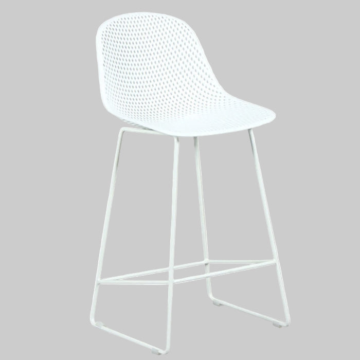 White bar stool with mesh backrest on a white background