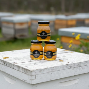 honey jars in an apiary