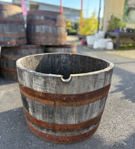 wooden half whisky barrel