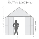 GREENHOUSE 10X10 DOUBLE DOOR GLASS