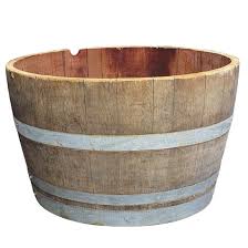 HALF WINE BARREL 68CM DIAMETER LIGHT COLOUR WOOD